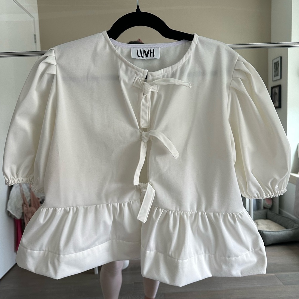 White Bow Detail Women's Top - LUVH Boutique